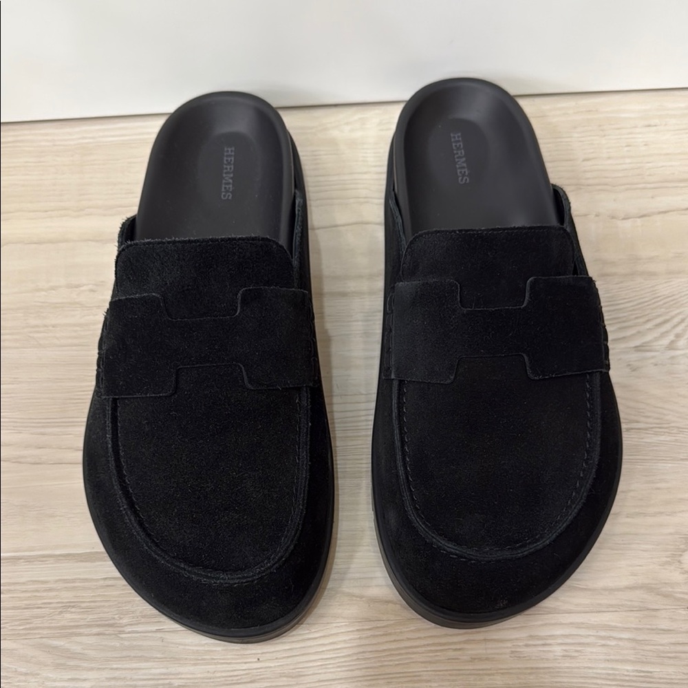 Black Suede Men's mule Hermes